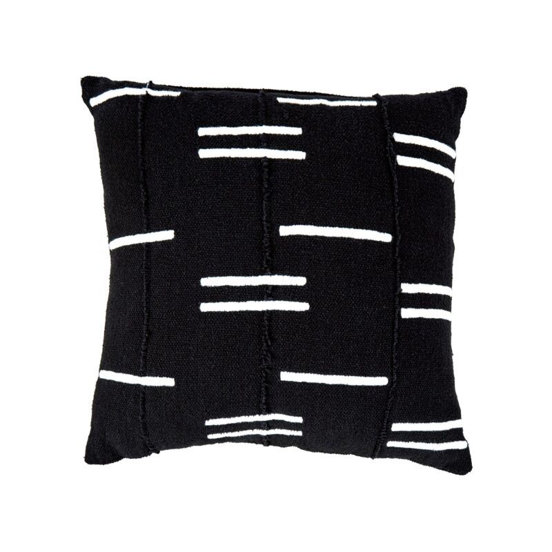 cojin negro con blanco