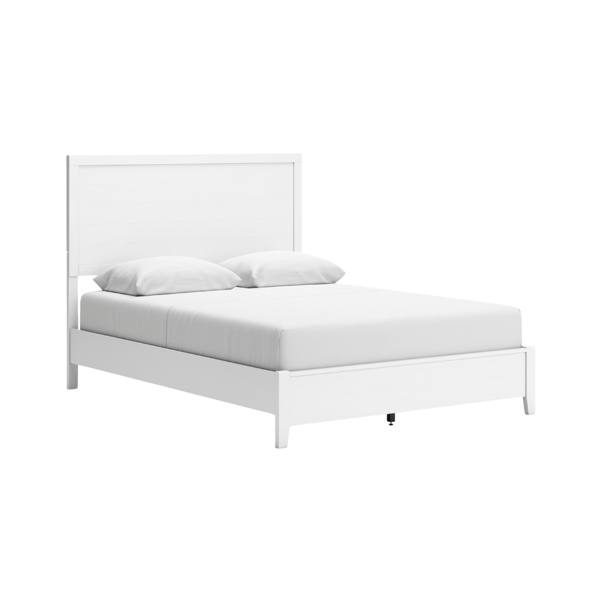 a white bed with pillows