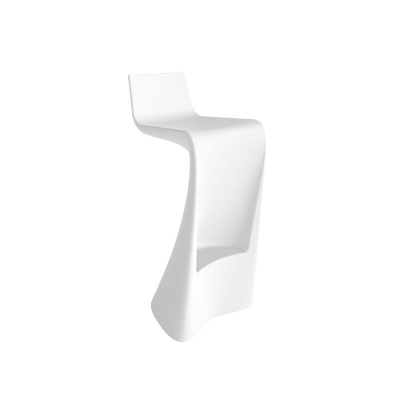 a white chair with a curved edge