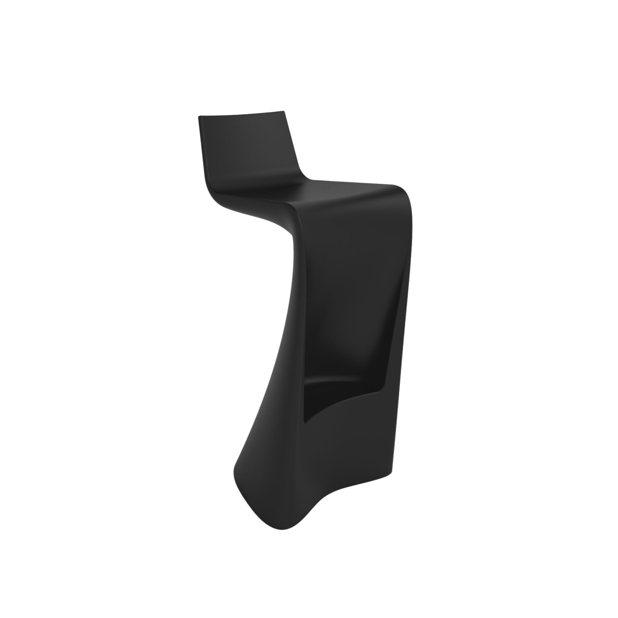 a black chair with a curved design