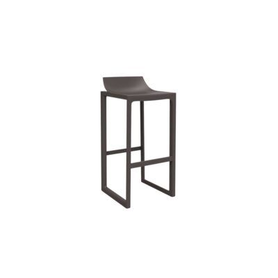 a black bar stool with a curved back