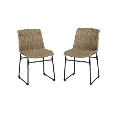 Juego de Dos Sillas de Mimbre Beige
