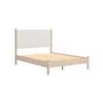 cama queen tapizada crema y blanca