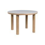 mesa de comedor redonda patas de madera tope blanco