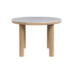 mesa de comedor redonda patas de madera tope blanco