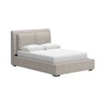 cama queen en tela gris