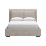 cama king en tela tapizada beige crema