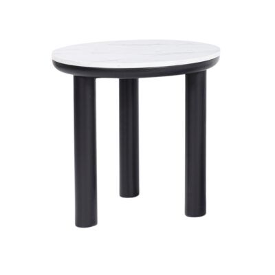 mesa lateral patas negras tope blanco
