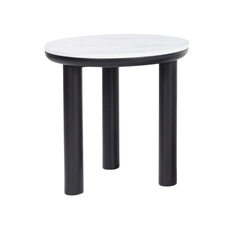 mesa lateral patas negras tope blanco