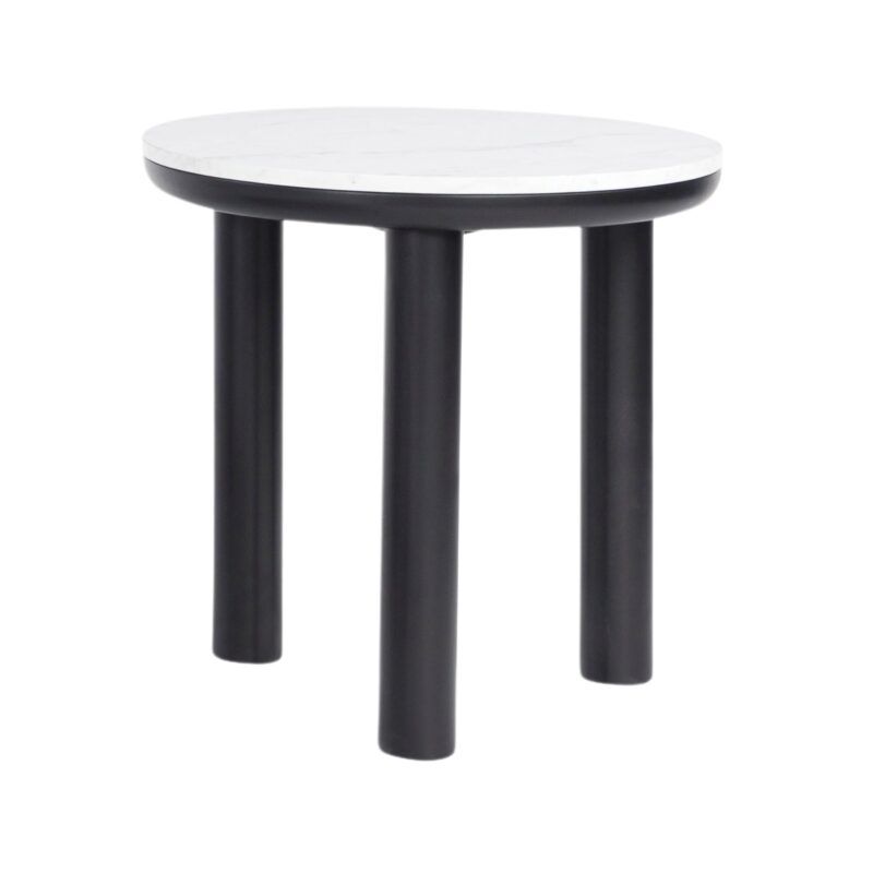 mesa lateral patas negras tope blanco