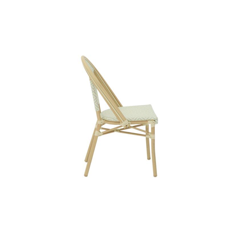 a chair with a texilene green