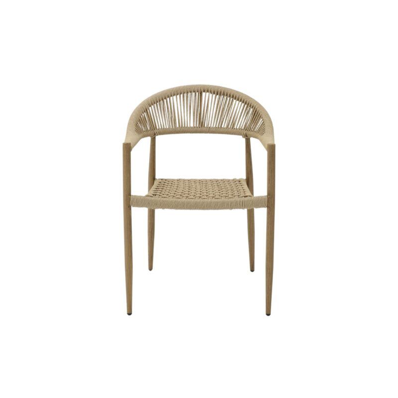 a chair with a wicker back beige