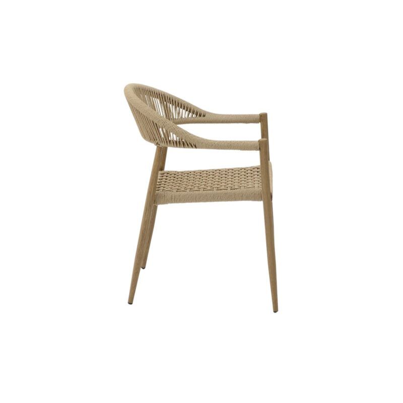 a chair with a wicker back beige