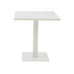 a white table with a white base