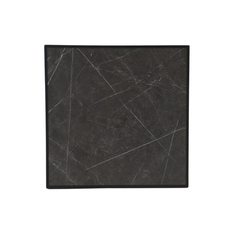 a black table with a square base